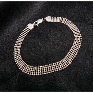 Vintage FAS Italy 925 Sterling Silver Mesh Bracelet With Lobster Clasp